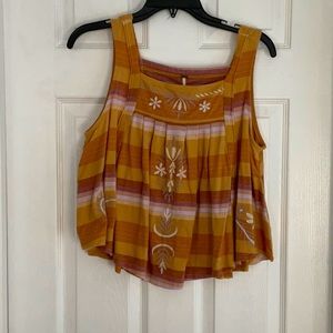 FREE PEOPLE - Tribal Aztec Tank Top - Orange - S
